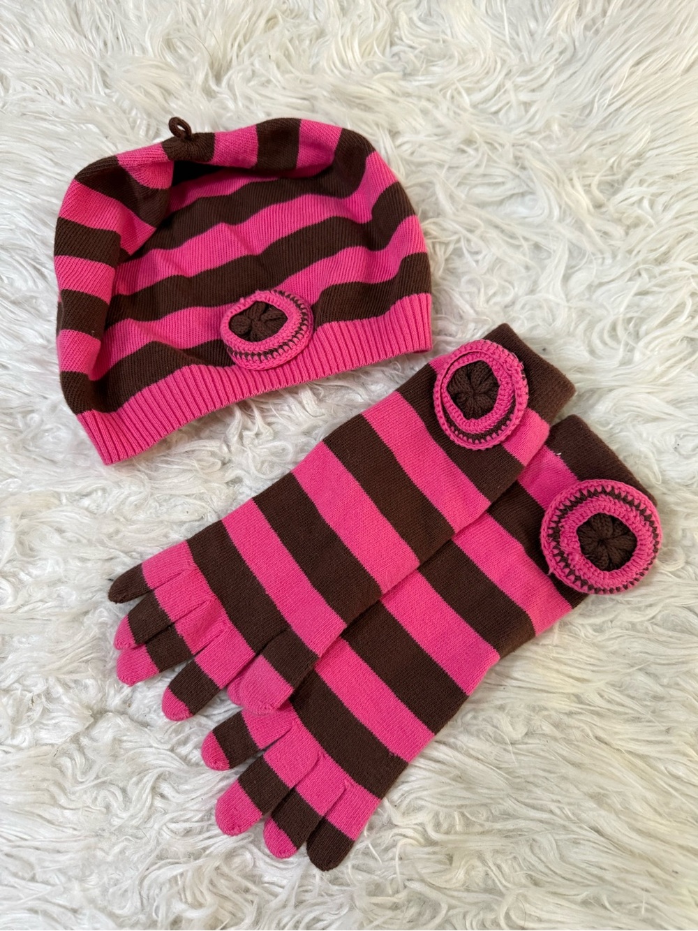 Hanna Andersson Girls Hat / Beret and Glove Matching Set Medium ( 4-6 years )